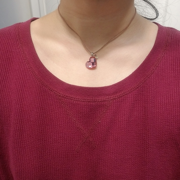 Swarovski pink heart necklace w butterfly - Picture 5 of 6